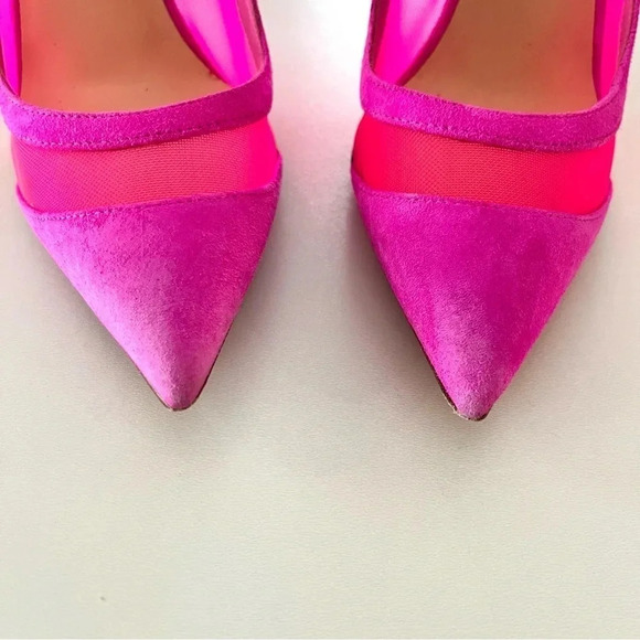 Christian Louboutin Galaviti 100 pink mesh suede heels 38.5 - Picture 2 of 14